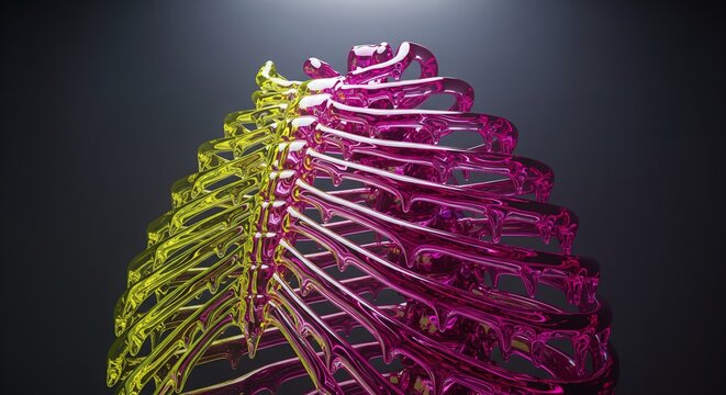 Close up of colorful lungs bones