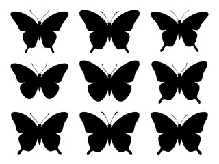 Black butterfly silhouette set,butterfly  different flying collection © Silhouette Store12