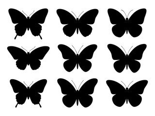 Black butterfly silhouette set,butterfly  different flying collection © Silhouette Store12