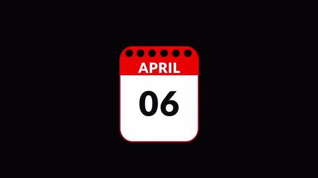 April month Calendar animation video. Flipping pages animated through days by days of the entire month with Black background. Calendar animation of April month. New year calendar