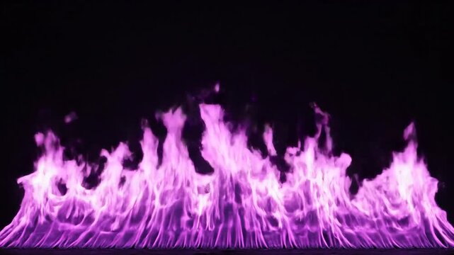 Vibrant purple flames dancing against a dark background in a mesmerizing display of light and heat