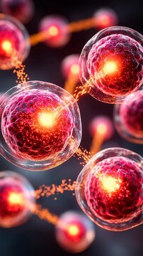 Antioxidant Particles Protecting Cells from Oxidative Stress, Microscopic Cellular Defense Mechanism with Color Gradient Background