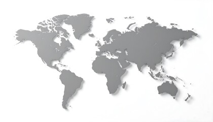Fototapeta premium World Map Silhouette with Shadow Effect.