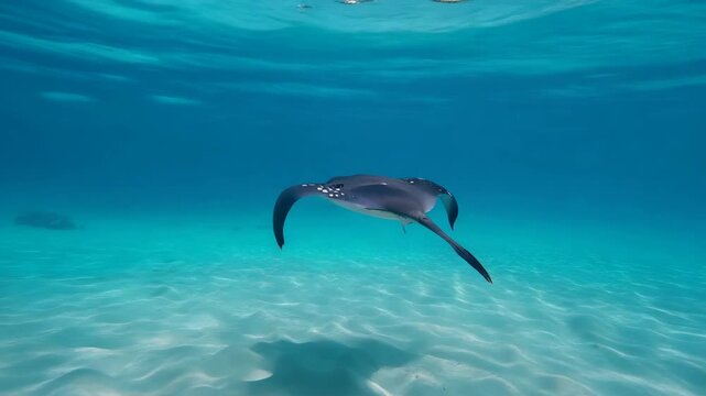 Graceful stingray swimming underwater in tropical waters