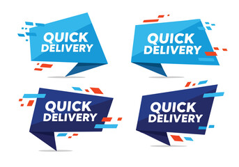 Fototapeta premium Quick Delivery Badges. Speed Express Service Icons. Blue and Dark Blue.