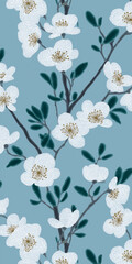 Fototapeta premium くすみカラーの花柄シームレス背景素材（ウェブ・印刷対応）