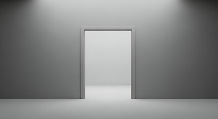 Minimalist Gray Doorway with White Background
