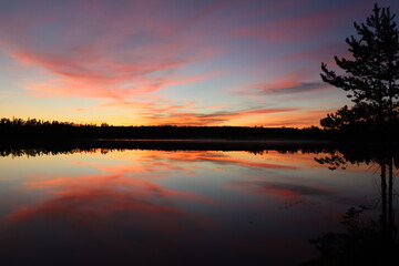 Obraz premium Schweden See Abendstimmung Spiegelung