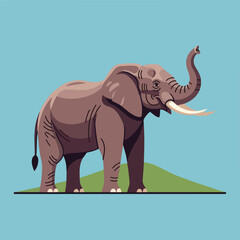 Obraz premium A stylized illustration of an elephant with raised trunk