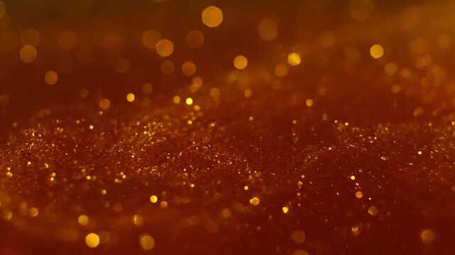 Warm Abstract Red Glitter Texture with Sparkling Bokeh Lights and Subtle Glows.