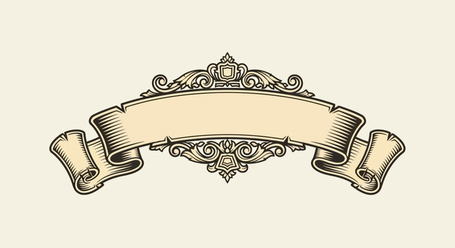 Vintage Ribbon Banner with Ornate Design.