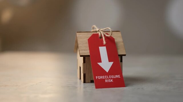 Miniature House with Foreclosure Risk Tag: Real Estate Concern