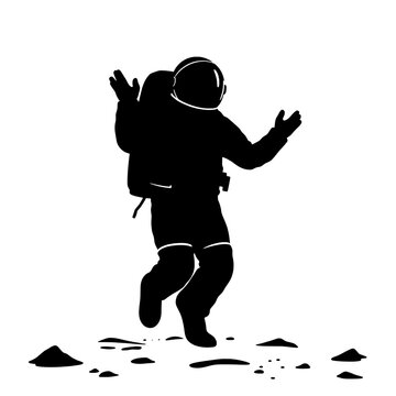 Astronaut Moonwalking Joyfully Silhouette