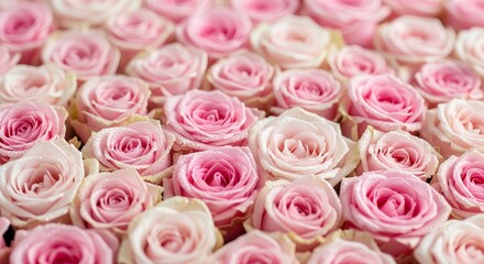 Pink Roses Arrangement on Soft Pink Background