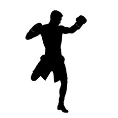 Boxer Silhouette Delivering Uppercut