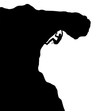 Dynamic Overhang Rock Climbing Silhouette Illustration
