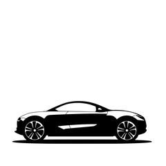 Obraz premium Electric Car Side View Silhouette