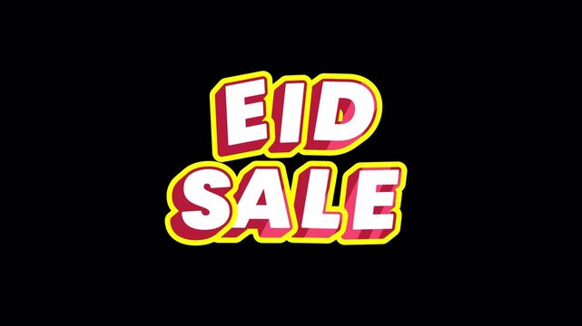 Eid Sale Promotional Cartoon Text Animation Transparent