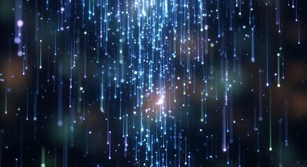 Futuristic Digital Light Particles with Glowing Trails