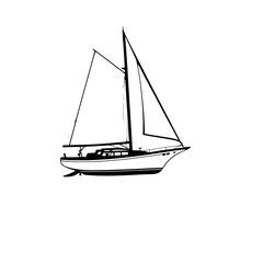 Obraz premium Heeling Sailboat Vector Illustration