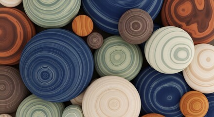 Colorful Circular Patterned Spheres on Black Background