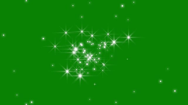 Glitter stars burst animation with bubble blast, starlight dust line, magic glitter sparkle trail, glowing doodle stars, white twinkling particles, glitter confetti trail on green screen 4K