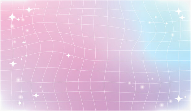 y2k wallpaper Iridescent gradient Mesh gradient background, Groovy retro checkered wavy background 90s 2000s with stars.