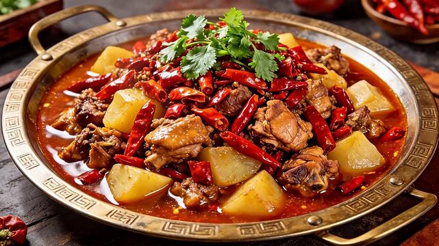 Spicy chicken stew with potatoes