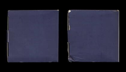 Fototapeta premium Set of vintage blue cardboard box side panels on black background