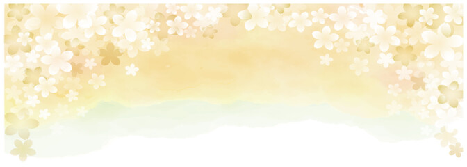 Luxury Watercolor Cherry Blossom Background with Soft Gold Gradient