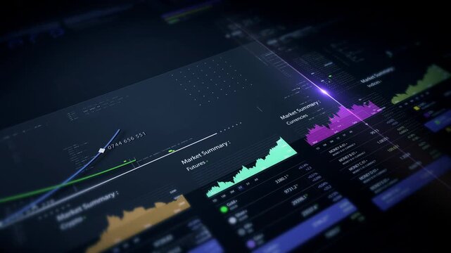 Futuristic screen display matrix, hi-tech digital data telemetry with encrypted numbers, display dynamic background for computer desktop screen display format