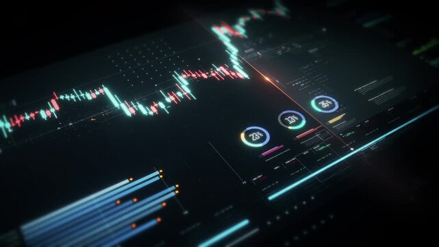 Futuristic screen display matrix, hi-tech digital data telemetry with encrypted numbers, display dynamic background for computer desktop screen display format