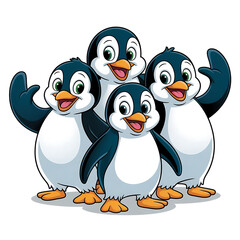 Fototapeta premium Set of Four Cute Penguin Characters