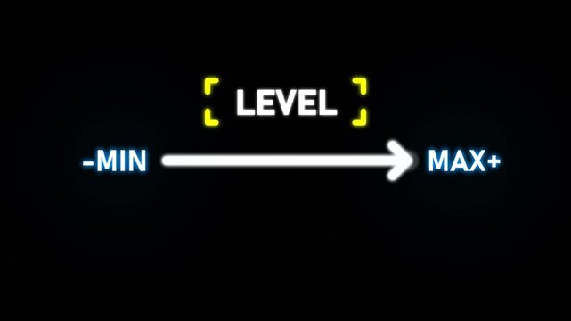 Level slider with min and max indicators on dark background scale