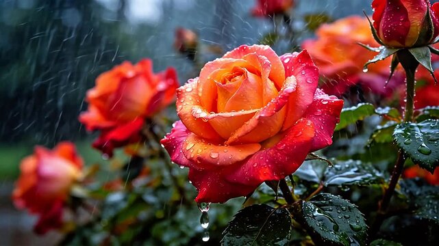 Raindrops on vibrant roses