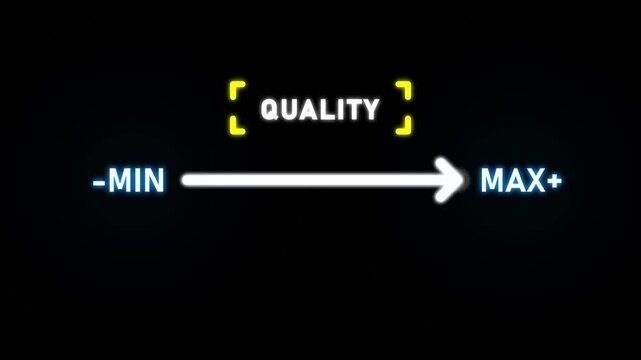 Quality slider with MIN and MAX labels on a dark background control dial