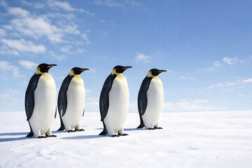 King Penguin Colony Together on White