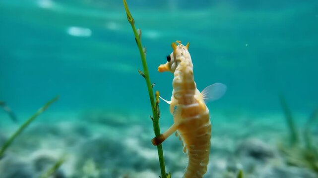 Ornate ghost pipefish in vibrant tropical ocean waters