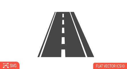 Straight Highway Road Icon, Flat Design Vector