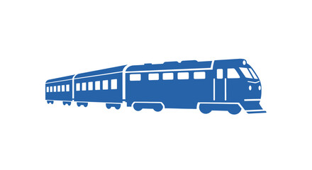 Blue Train Silhouette on White Background