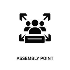Vector illustration icon assembly point sign with people and arrows on a indicating meeting spot
