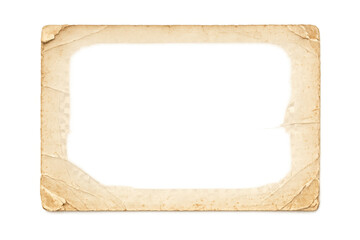 Fototapeta premium Vintage aged paper frame with rough torn edges and distressed textured border, a retro blank design element