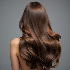 Naklejka premium Healthy Shiny Long Hair of Woman, Silky Smooth Hair, Back View