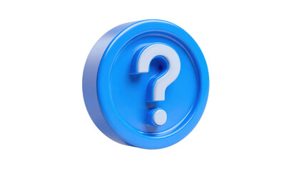 3D Rendered Blue Question Mark Icon Representing Inquiry, Help, Information, Curiosity, Uncertainty, FAQ, Assistance, Troubleshooting, Search, and Digital Communication