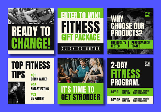 Fitness Social Media Promotion Set Template