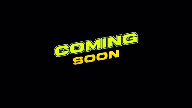 Coming Soon Text Animation on Transparent Background