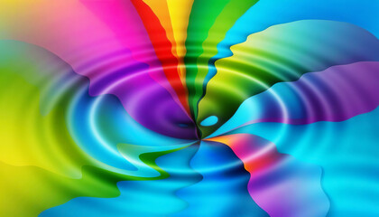 Bright abstract colorful liquid background, circles from a drop on multicolor water