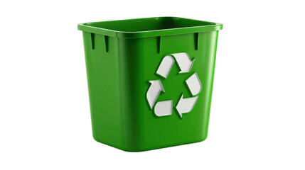 3D Rendered Green Recycling Bin with Recycle Logo Representing Eco-Friendly Practices, Sustainability, Waste Management, Environmental Conservation, and Green Lifestyle for a Better Planet Future