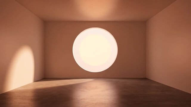 The room's illumination smoothly transitions over eight seconds, starting with bright, cool blue-white light and gradually shifting to an intense, warm, golden amber, demonstrating a color temperatur