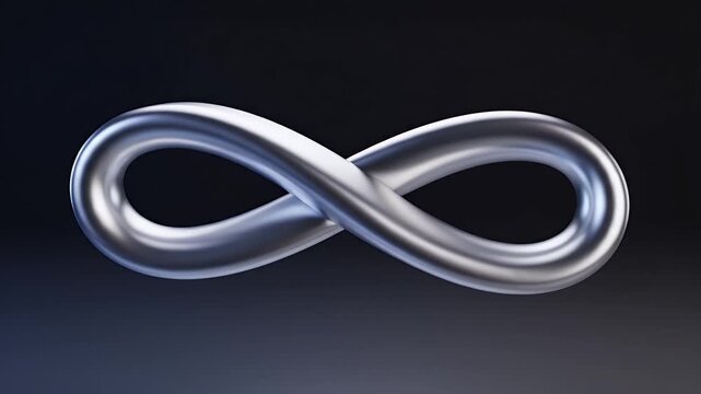 A reflective metallic infinity symbol floats against a dark, gradient background